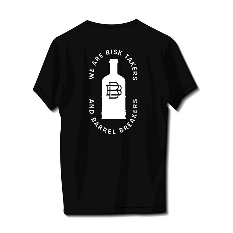 Broken Barrel Whiskey T-Shirt – Risk Taker Barrel Break Black Large