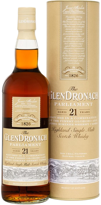 Glendronach 21 Year Parliament with Waterford Lismore Diamond Tumbler Pair 750 ml