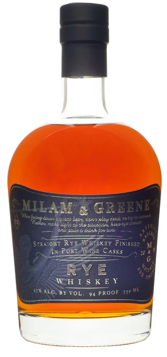 Milam and Greene Port Wine Cask Finish Straight Rye Whiskey 750 ml